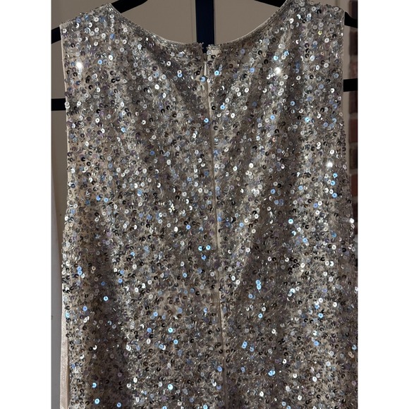 NWT MAC DUGGAL 5526  Silver Nude Sleeveless Sequin Midi Dress Sz 10 Retail $398 - Picture 5 of 8
